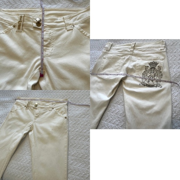 Rare Find! ICE Iceberg Off-White Straight Leg Jeans with Embellishments Size 27 - Picture 12 of 17